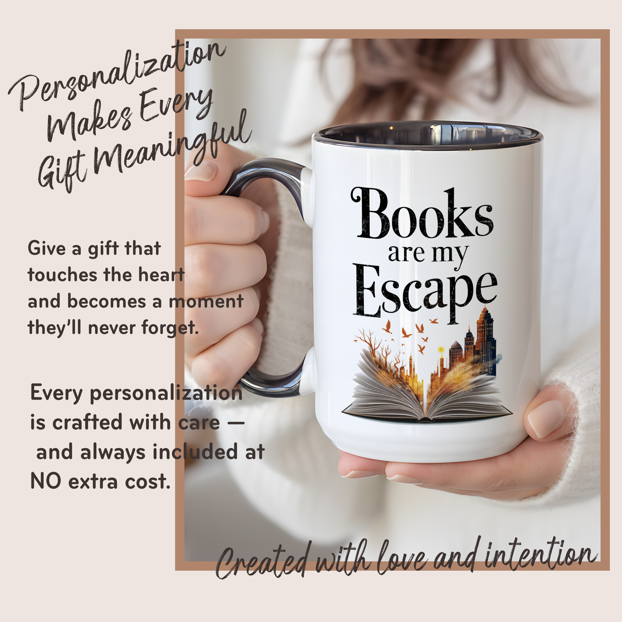 Books Are My Escape Mug – Book Lover Coffee Cup – Cozy Reading Gift – Fall Aesthetic Mug – 11oz 15oz Ringer Mug | Mug 137