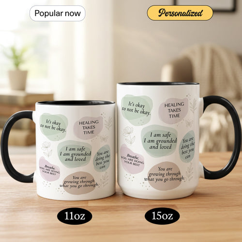 Healing Takes Time Mug – Self Love Affirmation Coffee Cup – Mental Health Encouragement Gift – Inspirational Ringer Mug 11oz 15oz |Mug 106