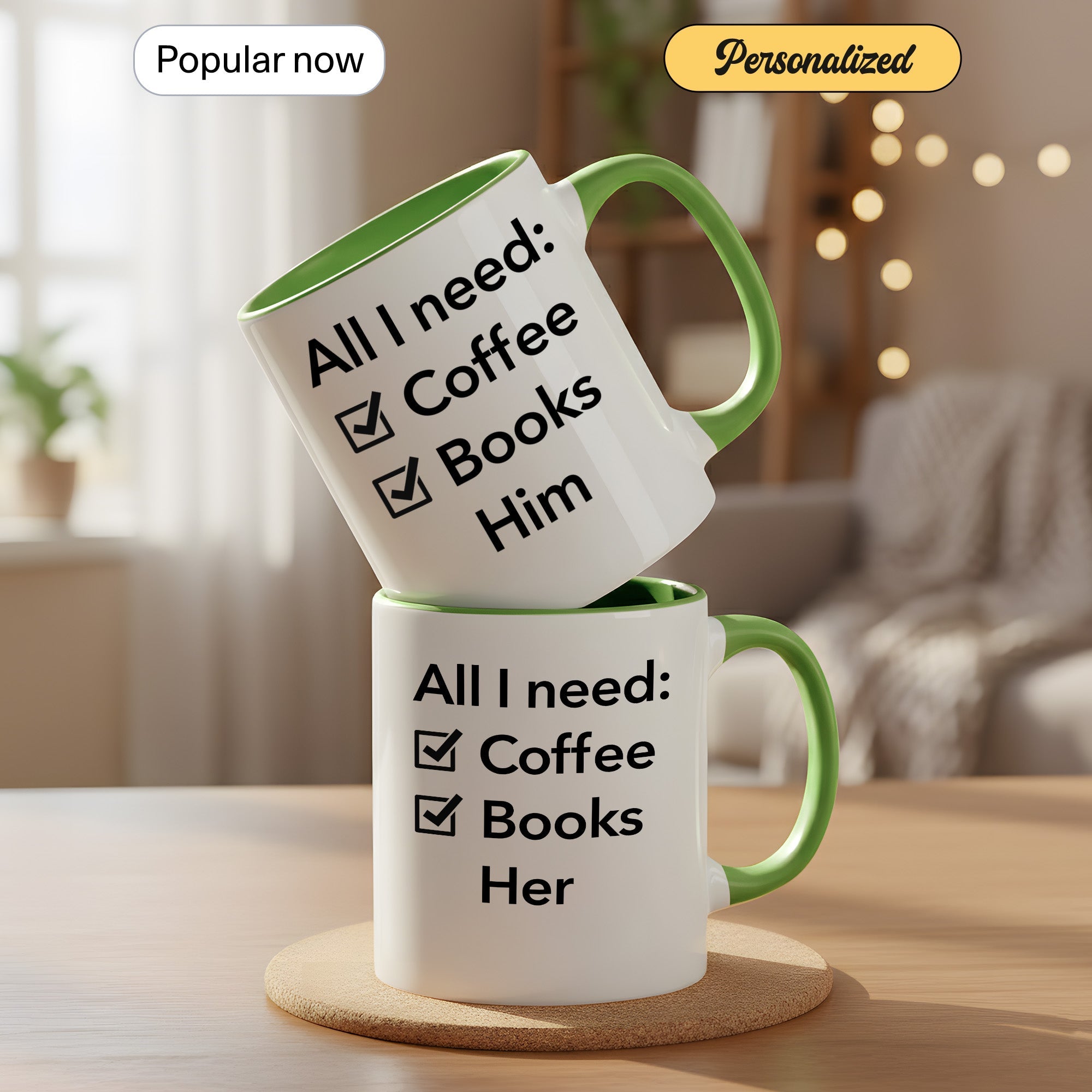All I Need Coffee Books Him Mug – Romantic Book Lover Gift – Girlfriend Coffee Cup – 11oz 15oz Ringer Mug |Mug 144