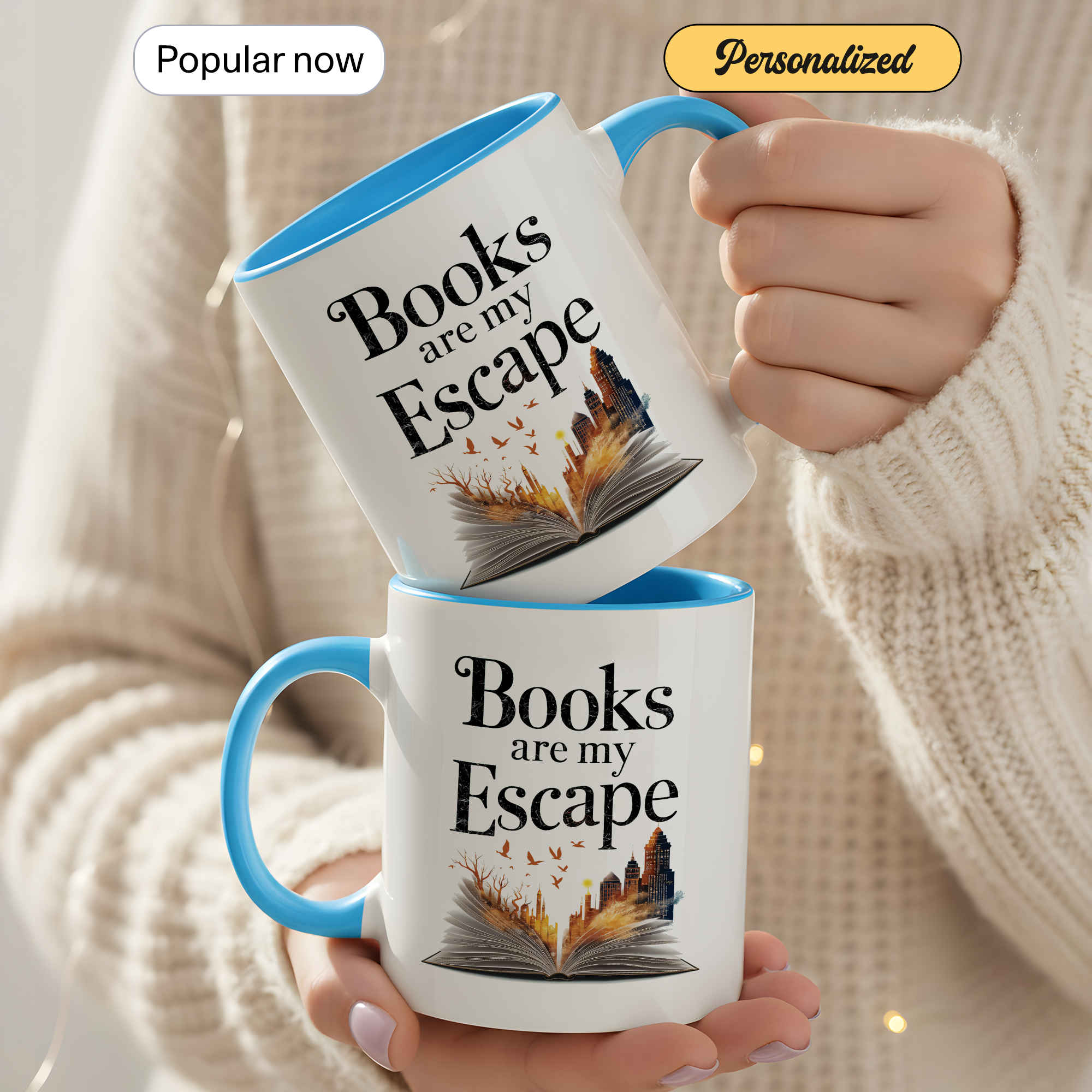 Books Are My Escape Mug – Book Lover Coffee Cup – Cozy Reading Gift – Fall Aesthetic Mug – 11oz 15oz Ringer Mug | Mug 137