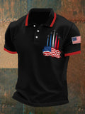 Men's Independence Day American Flag Jet Planes Print Casual Top