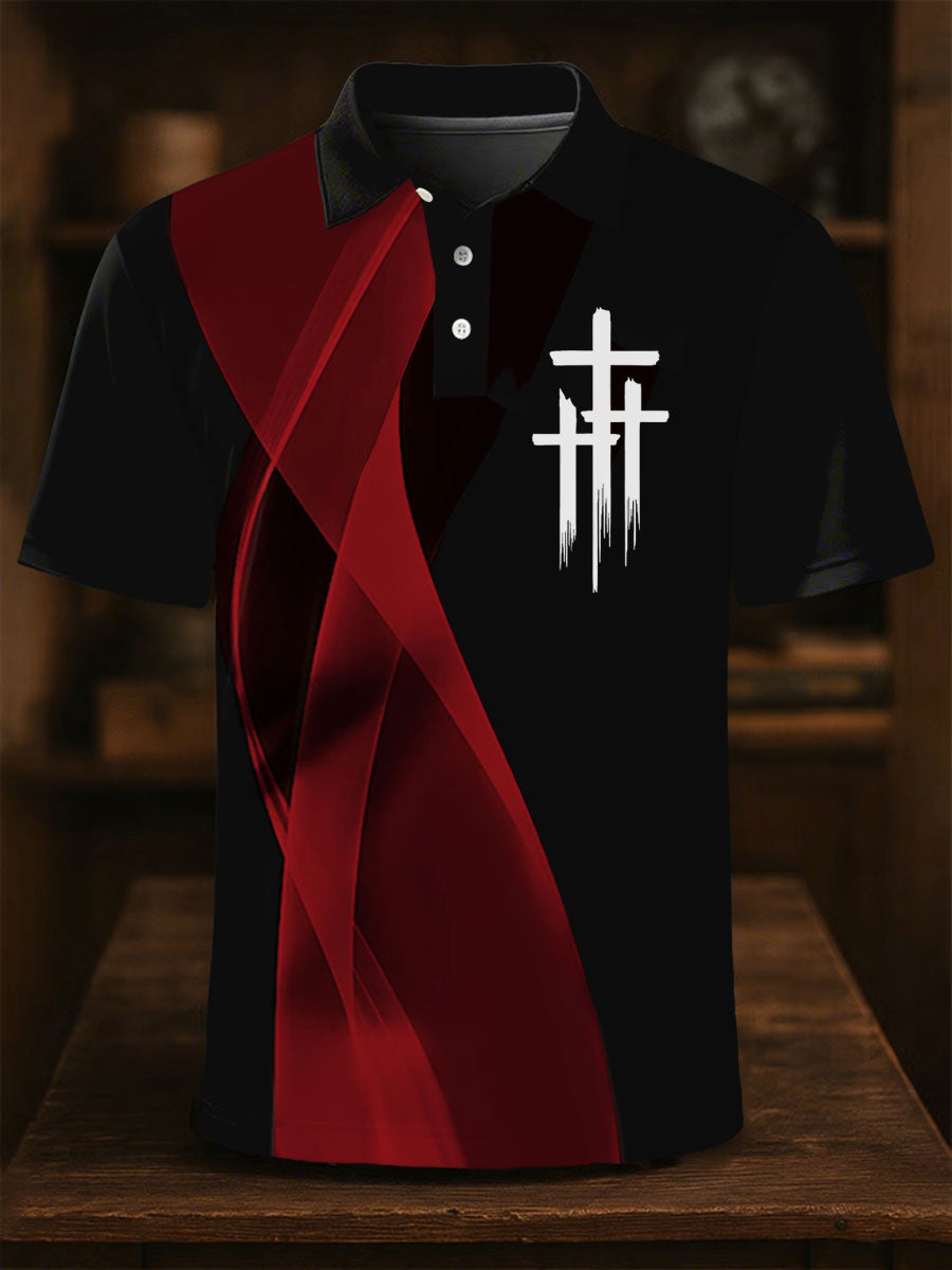 Men's Faith Cross Printed Casual Button Top