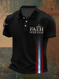 Men's Faith Over Fear Cross Print Casual Polo