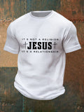 Men's Jesus It's No Religion It's A Relationship Waffle Short Sleeve Top