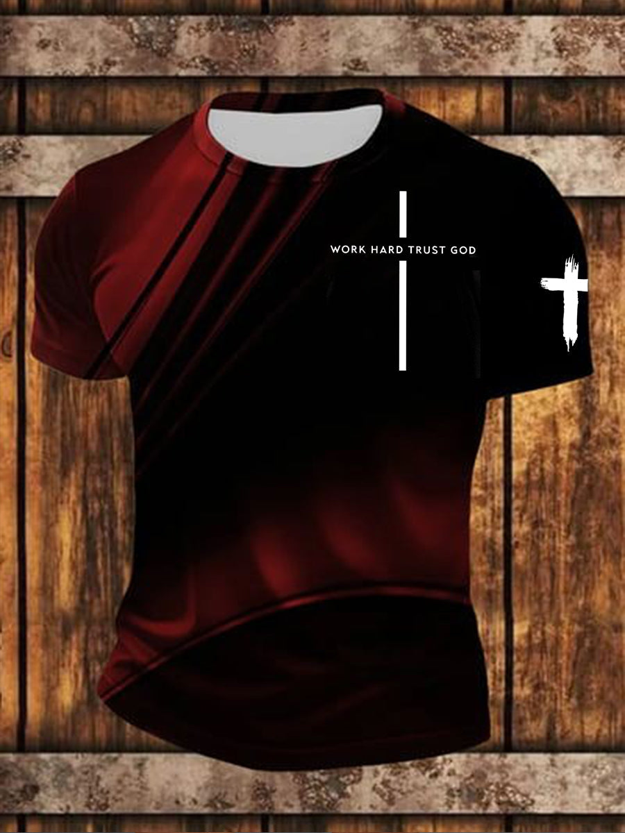 Men's Work Hard Trust God Short Sleeves T-shirt