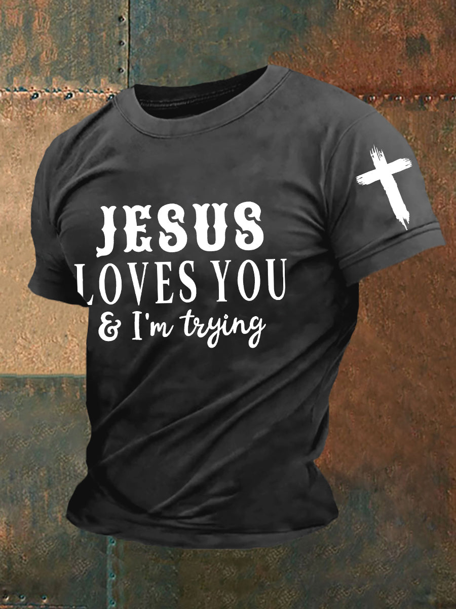 Men's Jesus Love You I'm Try Short-sleeved T-shirt