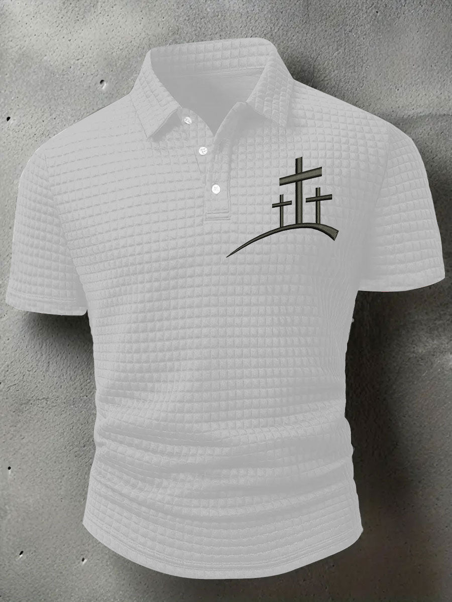 Men's Faith Cross Waffle Print T-shirt