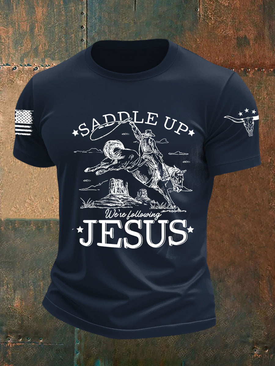 Men's Saddle Up We're Filling Jesus Short-sleeved T-shirt
