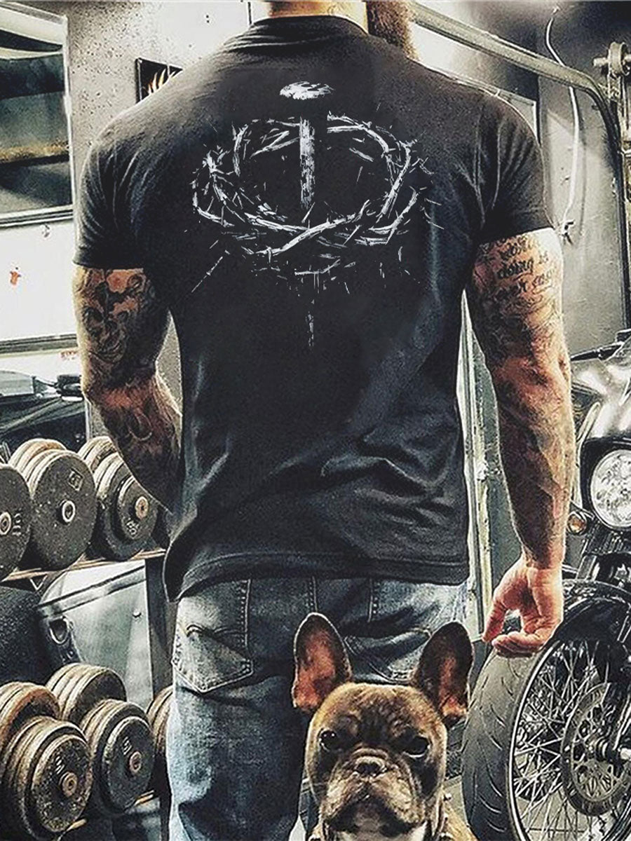 Men's Cross Print Casual T-shirt