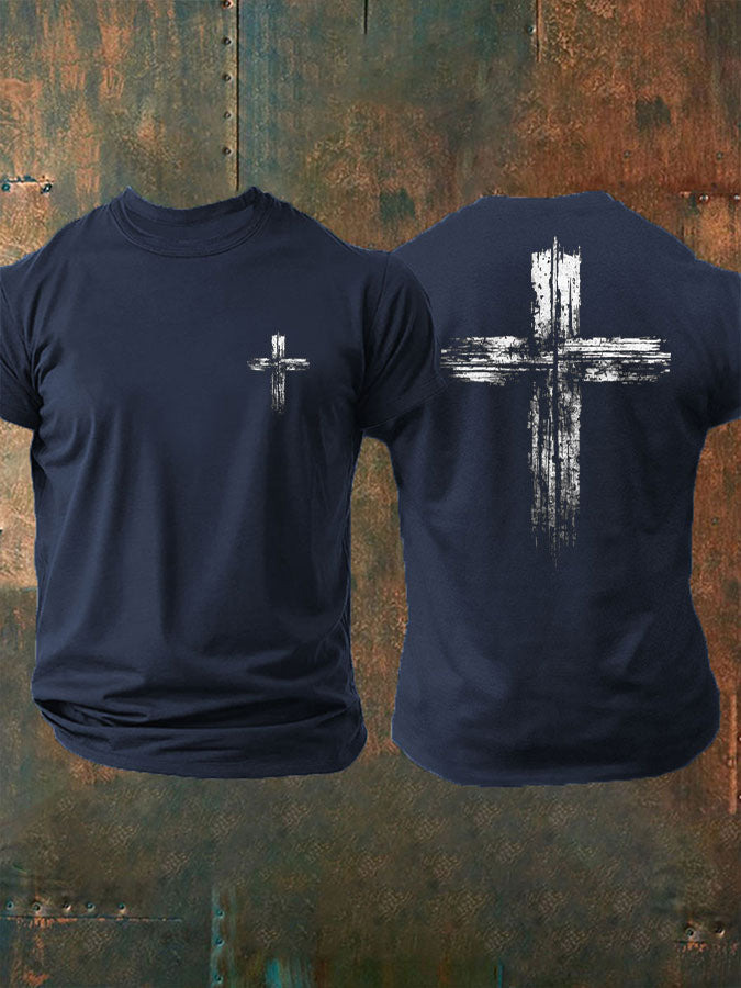 Men's Cross Print Casual T-shirt
