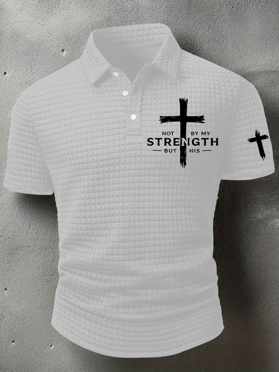 Men's Not By My Strength But His Waffle Print T-Shirt