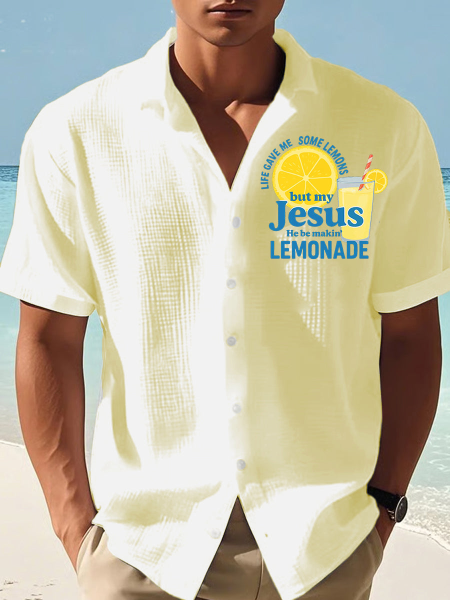 Men's Life Gave Me Some Lemons But My Jesus He Be Makin' Lemonade Waffle Shirt