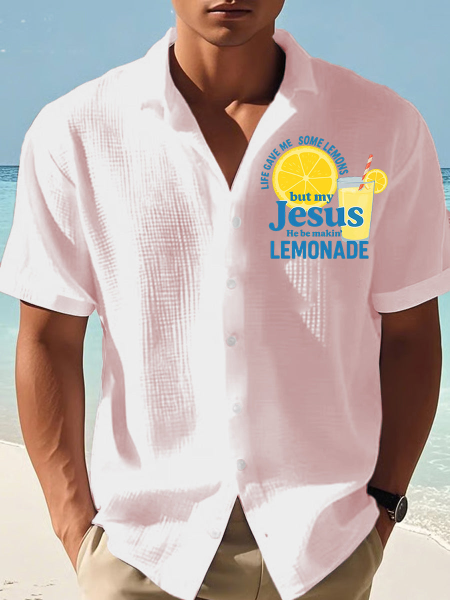 Men's Life Gave Me Some Lemons But My Jesus He Be Makin' Lemonade Waffle Shirt