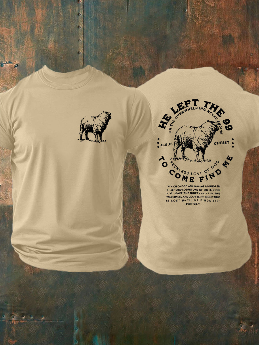 Men's He Left the 99 Faith Cross Short Sleeve T-shirt