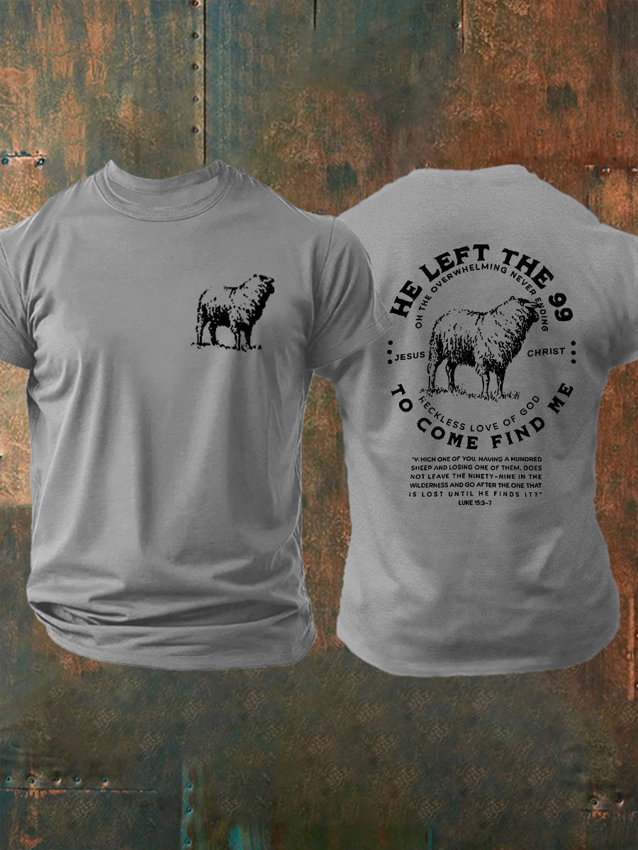 Men's He Left the 99 Faith Cross Short Sleeve T-shirt
