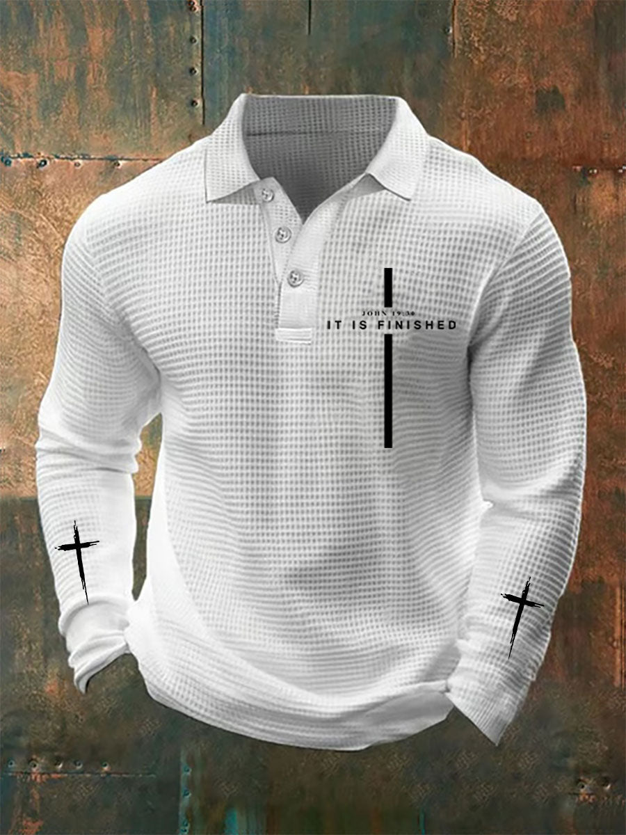 Men's It Is Finished Waffle Print Top