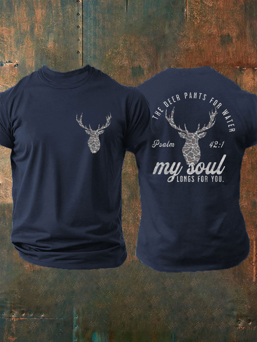 Men's Deer Hunter Christ Print Casual T-shirt