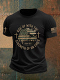 Men's Rise Up With The Strength of An Eagle Printed Casual T-shirt