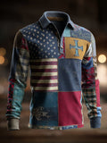 Men's Retro Casual Faith Cross Art Print Long Sleeve Top