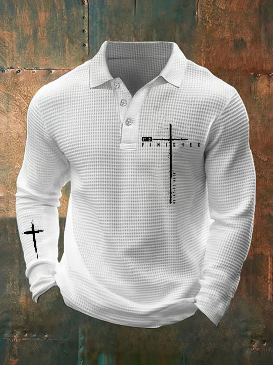 Men's It Is Finished Waffle Print Casual Top