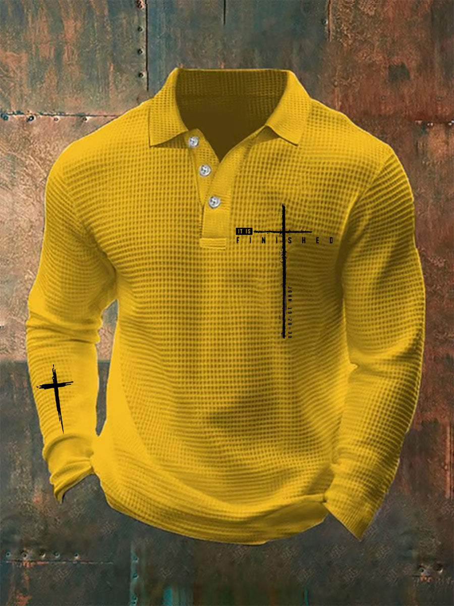 Men's It Is Finished Waffle Print Casual Top
