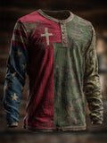 Men's Flag Faith Cross Camouflage Long Sleeve T-Shirt