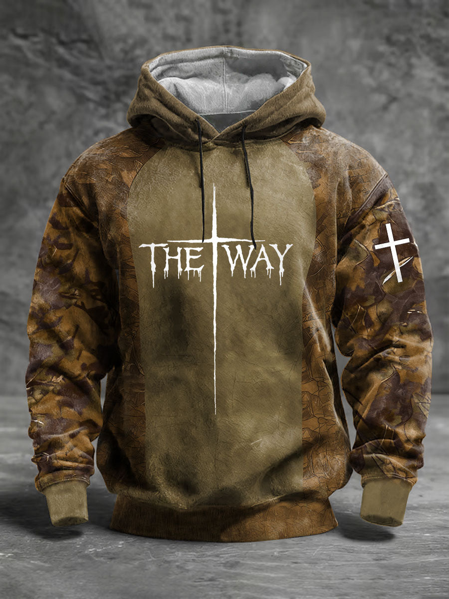 Men's The Way Cross Camouflage Drop-Shoulder Hoodie (No Pockets)