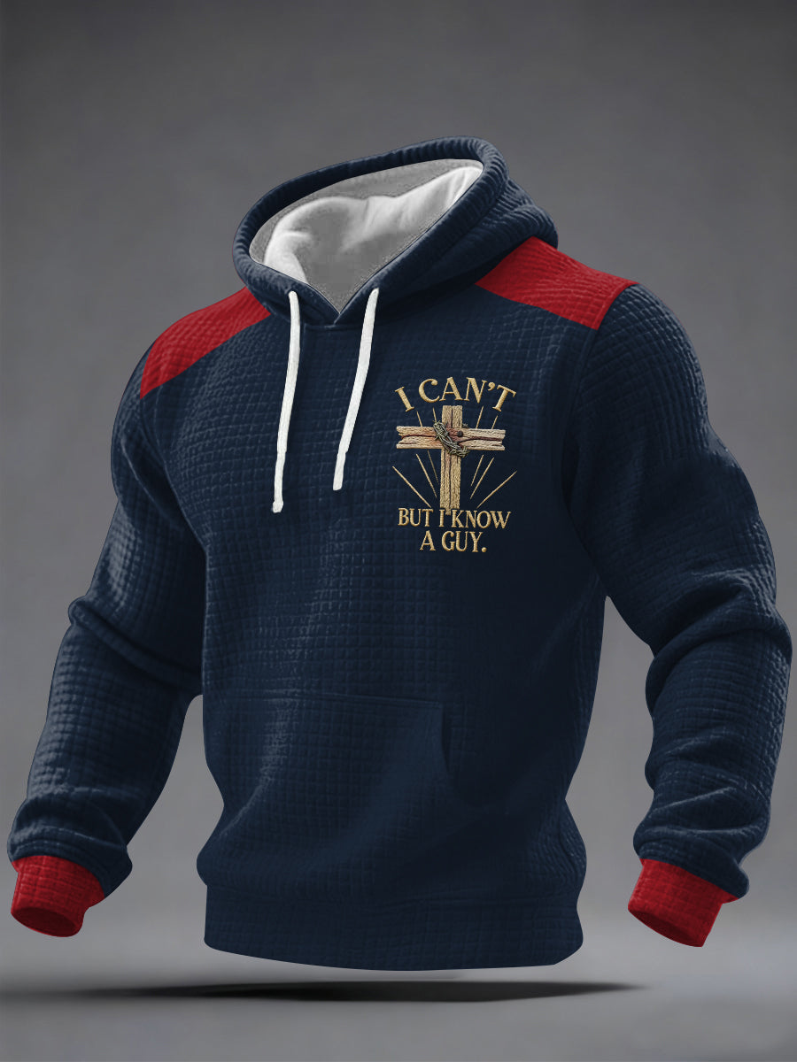 Men's I Can't But I Know A Guy Print Casual Checkered Hoodie
