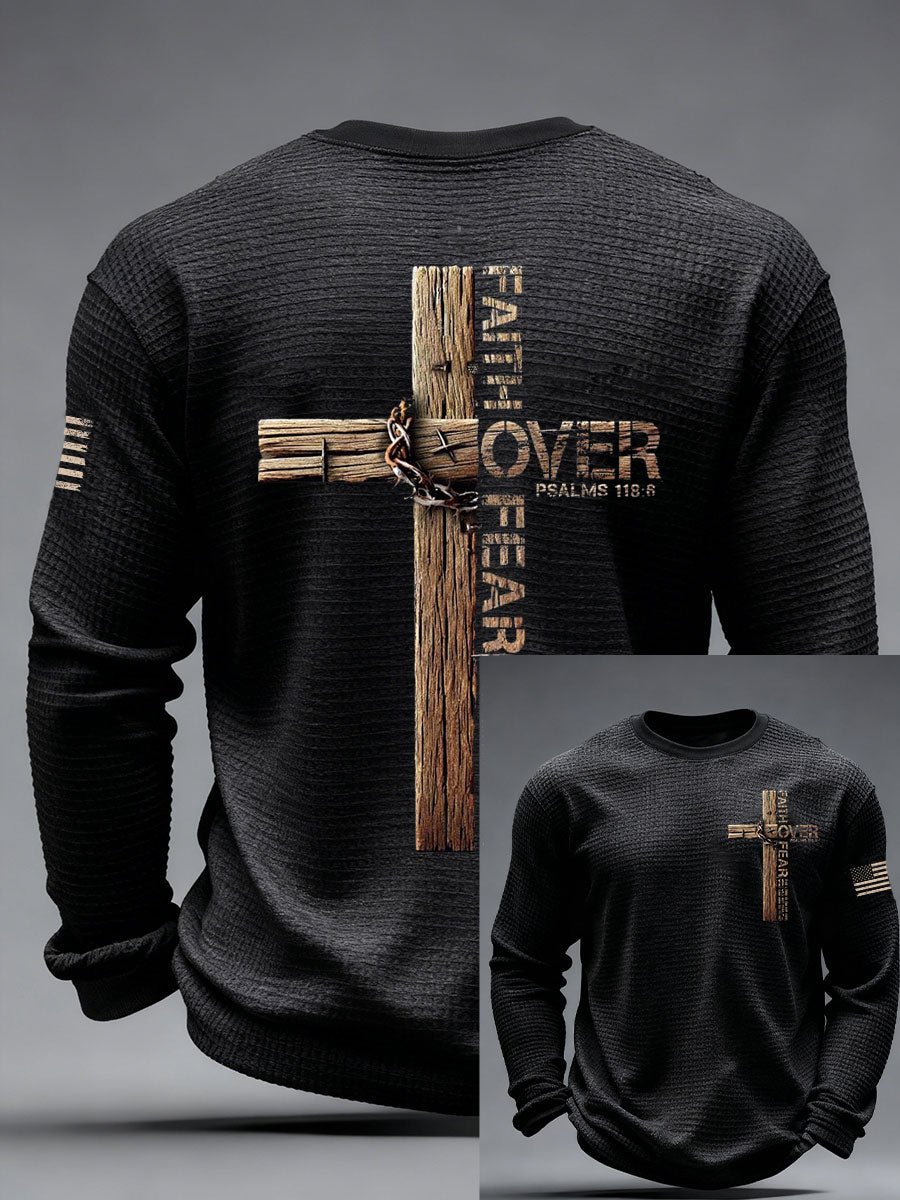 Men's Faith Over Fear Waffle Long Sleeve T-Shirt