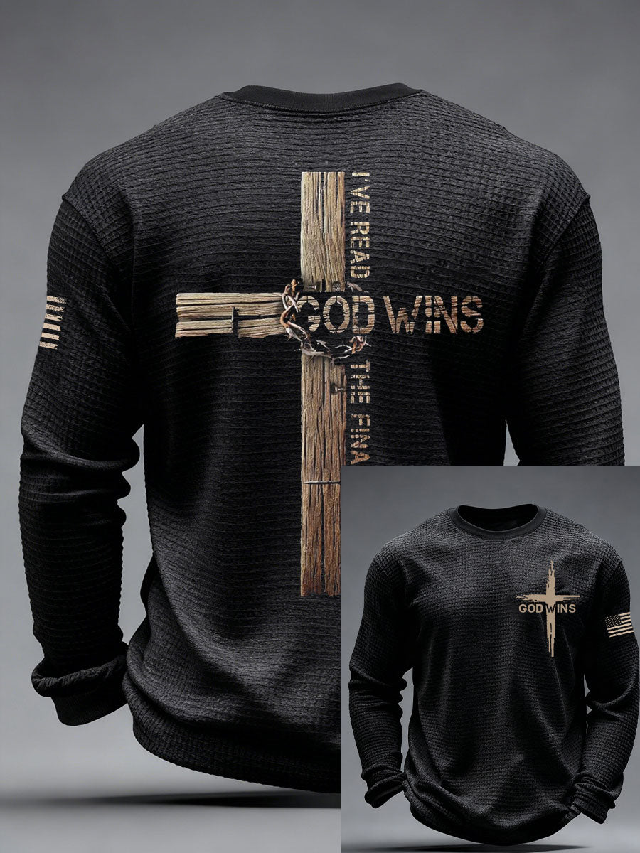 Men's God Wins Waffle Long Sleeve T-Shirt