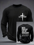 Men's Need Prayer?Tap My Shoulder Print Waffle Long Sleeve Top
